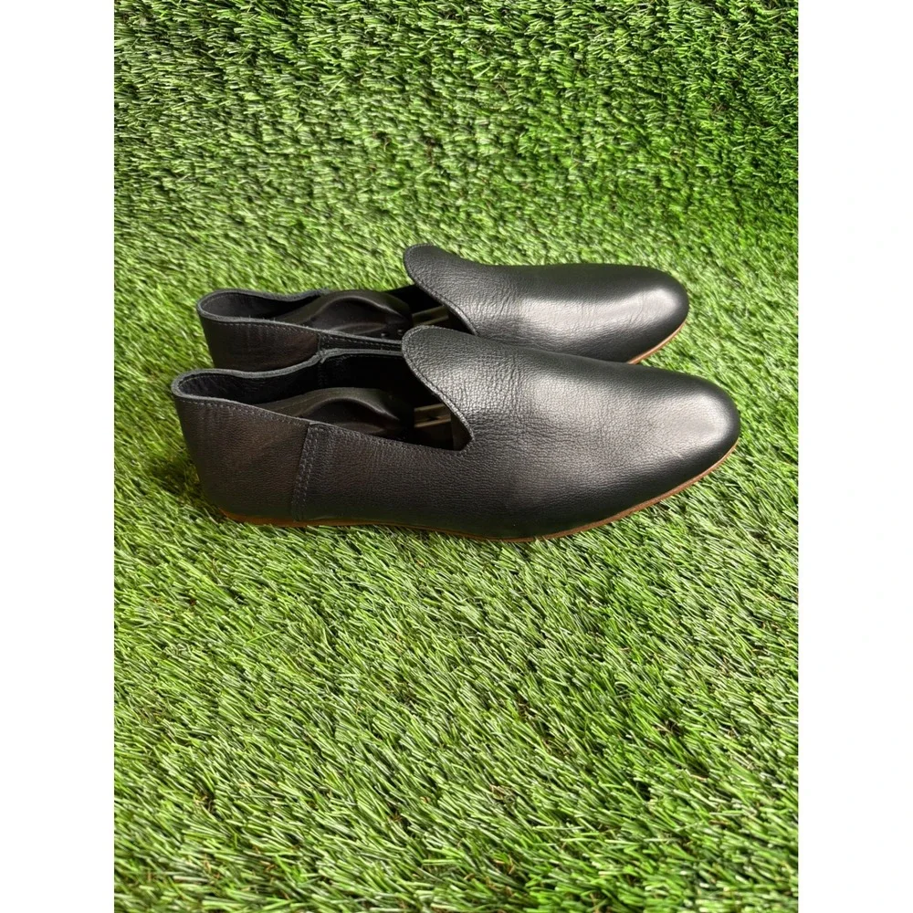 OSAY La Man in Black Loafer Black Grain Leather Handmade Slip‎ On Shoes Mens 43